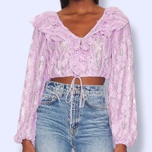 For Love And Lemons Lilac Lace Blouse 1X